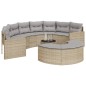 3 pcs conjunto de sofás de jardim semicircular vime PE bege