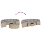 3 pcs conjunto de sofás de jardim semicircular vime PE bege