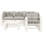 6pcs conj. lounge jardim paletes + almofadões cinza-acastanhado