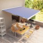 Toldo motorizado com caixa 500x300 cm azul e branco