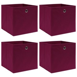 Caixas de arrumação 4 pcs 32x32x32 cm tecido vermelho escuro - vida...