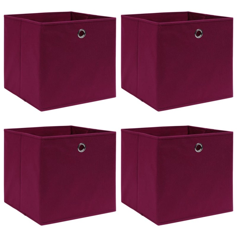 Caixas de arrumação 4 pcs 32x32x32 cm tecido vermelho escuro-Cestos para complementos-Home Retail