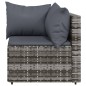 3 pcs conjunto lounge de jardim c/ almofadões vime PE cinzento