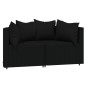 3 pcs conjunto lounge de jardim c/ almofadões vime PE preto