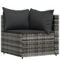 3 pcs conjunto lounge de jardim c/ almofadões vime PE cinzento