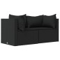 3 pcs conjunto lounge de jardim c/ almofadões vime PE preto