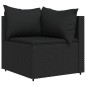 3 pcs conjunto lounge de jardim c/ almofadões vime PE preto