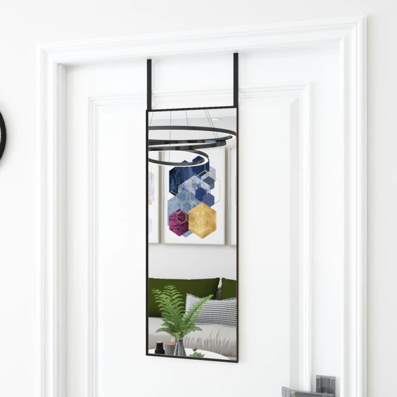 Espelho para porta 30x80 cm vidro e alumínio preto-Espelhos-Home Retail