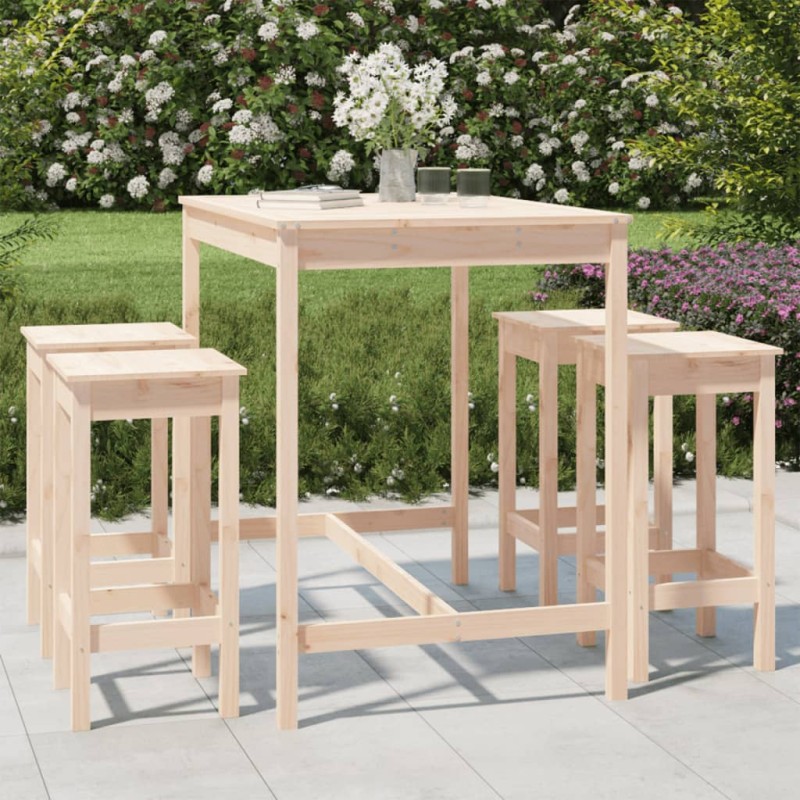 5 pcs conjunto de bar para jardim pinho maciço-Conjuntos de jardim-Home Retail