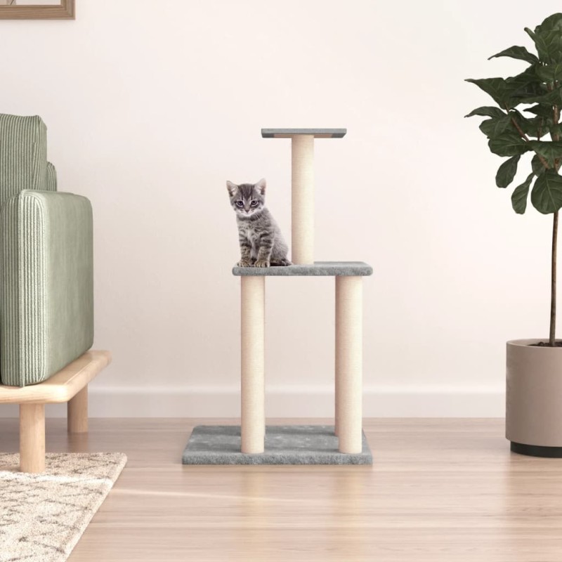 Árvore p/ gatos c/ postes arranhadores sisal 85,5cm cinza-claro-Móveis para gatos-Home Retail