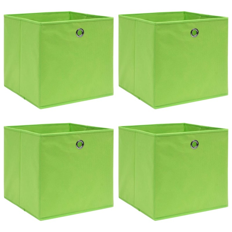 Caixas de arrumação 4 pcs 32x32x32 cm tecido verde-Cestos para complementos-Home Retail