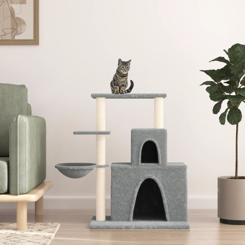 Árvore p/ gatos c/ postes arranhadores sisal 83 cm cinza-claro-Móveis para gatos-Home Retail