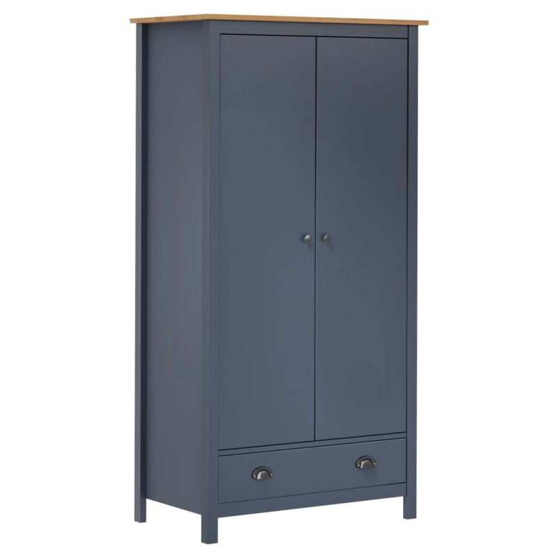 Roupeiro 2 portas Hill 89x50x170 cm pinho maciço cinzento-Guarda-roupas-Home Retail