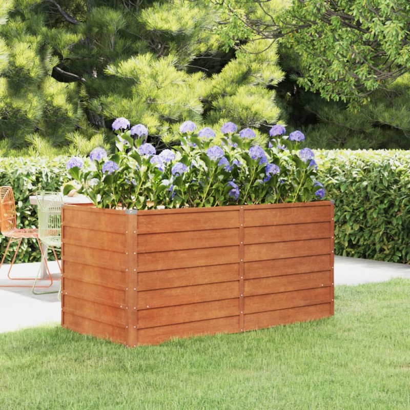 Canteiro de jardim 160x80x77 cm aço corten cor enferrujado-Vasos e floreiras-Home Retail