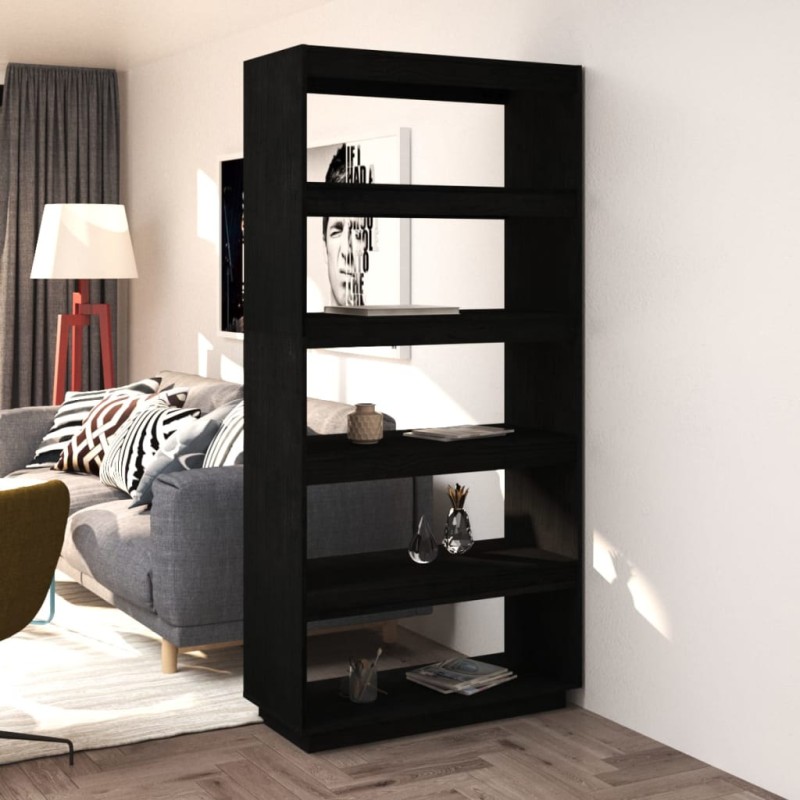 Estante/divisória 80x35x167 cm pinho maciço preto-Estantes para livros-Home Retail