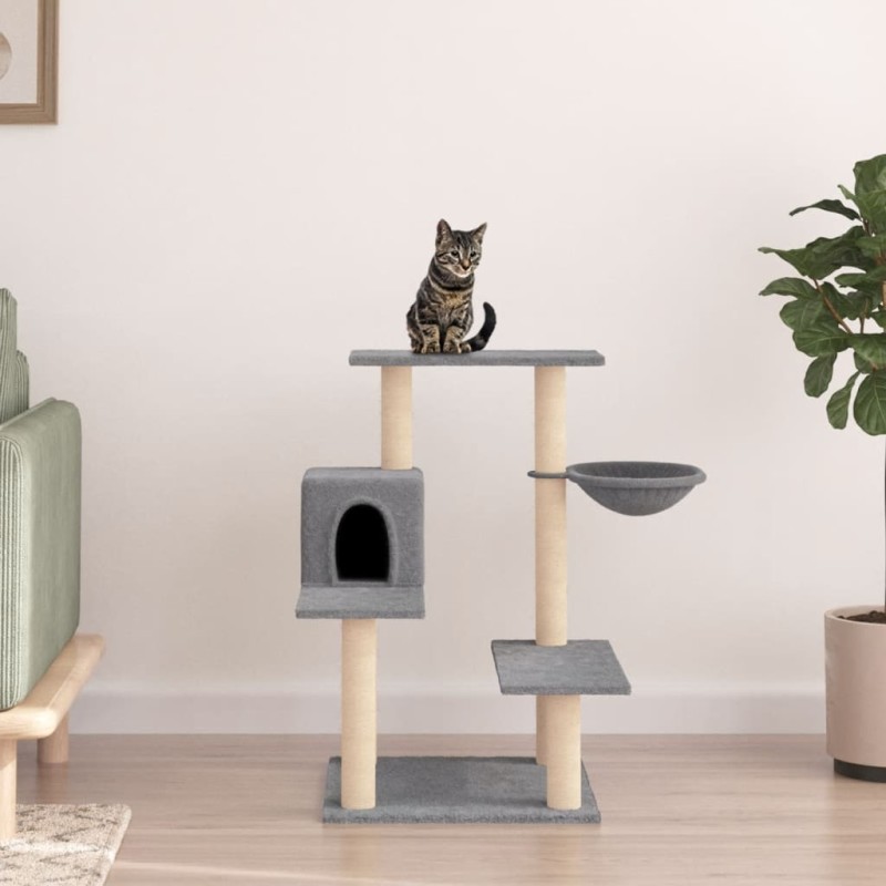 Árvore p/ gatos c/ postes arranhadores sisal 82,5cm cinza-claro-Móveis para gatos-Home Retail