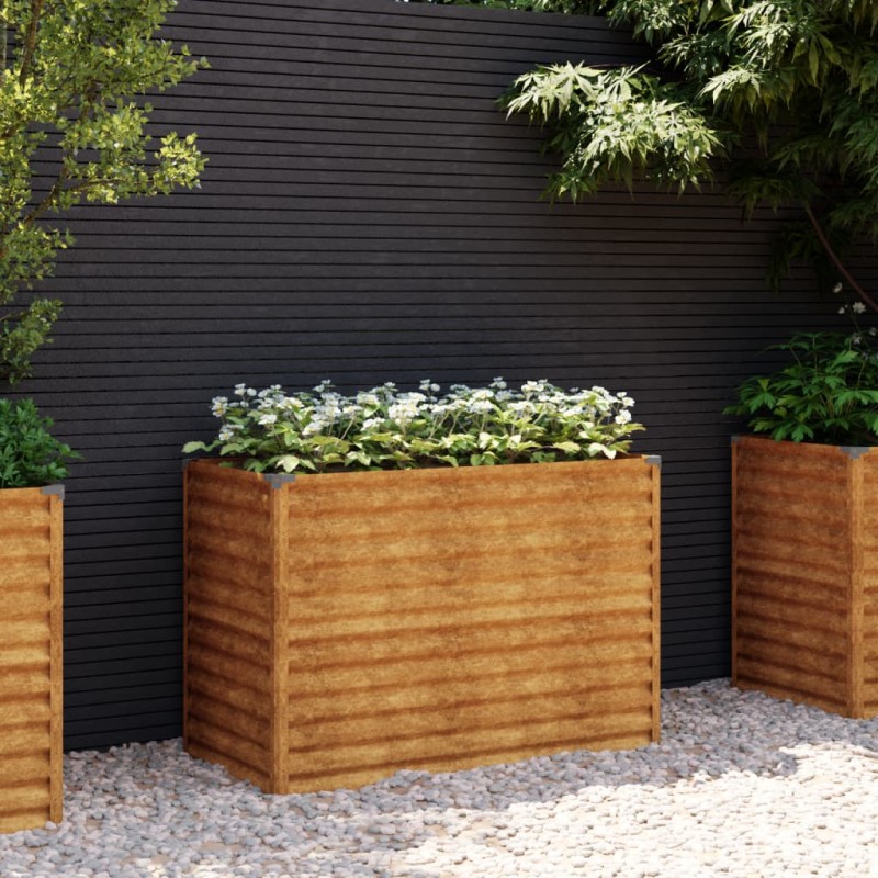 Canteiro elevado de jardim 100x50x69 cm aço corten-Vasos e floreiras-Home Retail