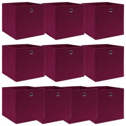 Caixas de arrumação 10 pcs 32x32x32 cm tecido vermelho escuro