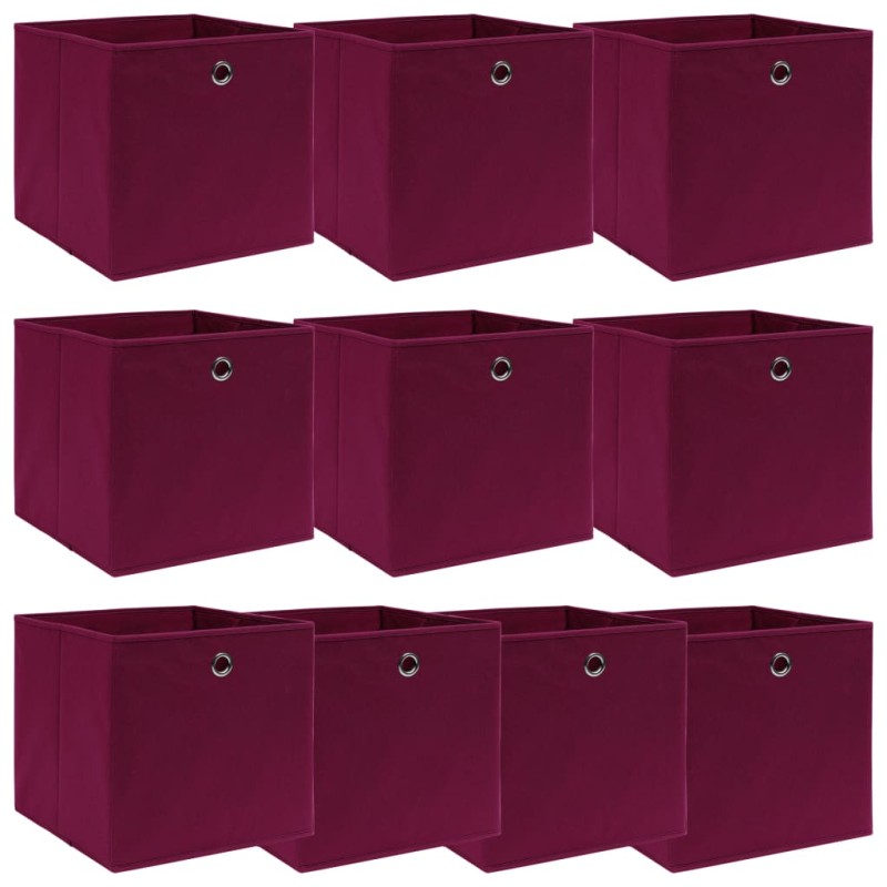 Caixas de arrumação 10 pcs 32x32x32 cm tecido vermelho escuro-Cestos para complementos-Home Retail