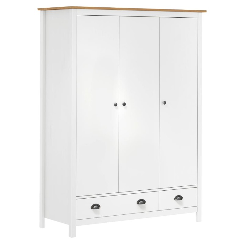 Roupeiro 3 portas Hill 127x50x170 cm pinho maciço branco-Guarda-roupas-Home Retail