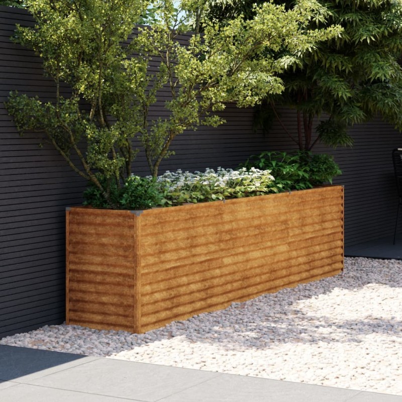 Canteiro elevado de jardim 291x50x69 cm aço corten-Vasos e floreiras-Home Retail