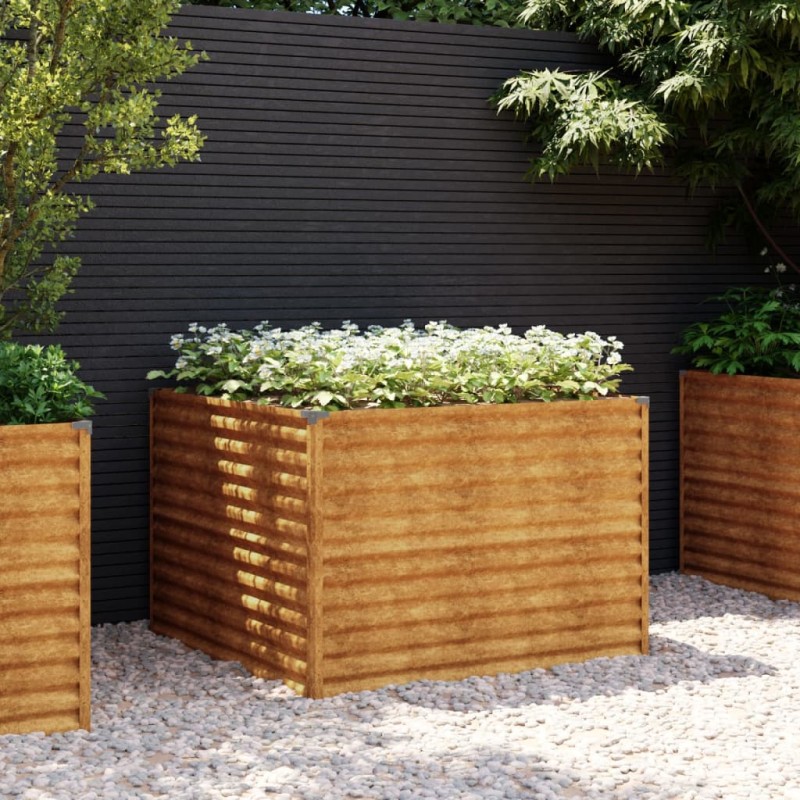 Canteiro elevado de jardim 100x100x69 cm aço corten-Vasos e floreiras-Home Retail