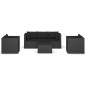 4 pcs conjunto lounge de jardim c/ almofadões vime PE preto