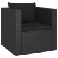 4 pcs conjunto lounge de jardim c/ almofadões vime PE preto