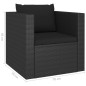 4 pcs conjunto lounge de jardim c/ almofadões vime PE preto