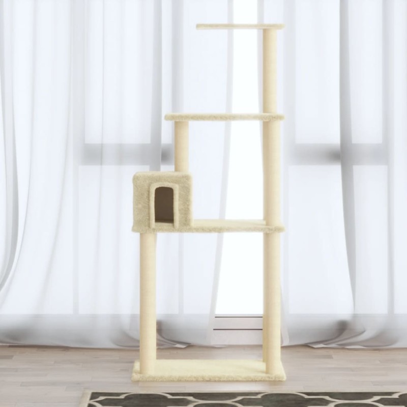 Árvore para gatos c/ postes arranhadores sisal 147 cm cor creme-Móveis para gatos-Home Retail