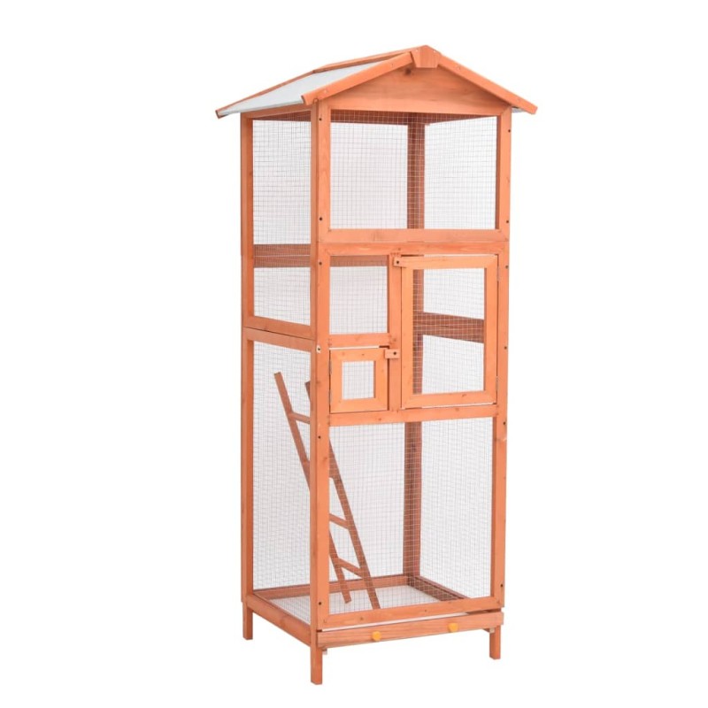 Gaiola para pássaros 68x62x166 cm madeira de abeto maciça-Casotas e gaiolas para animais pequenos-Home Retail