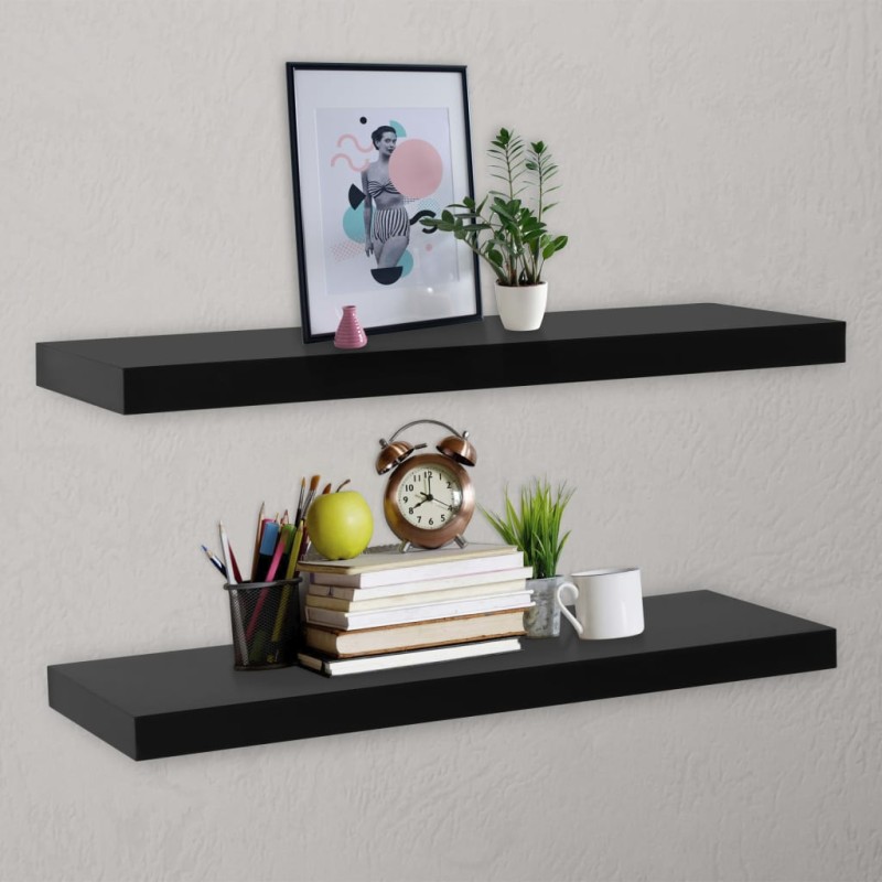 Prateleiras de parede suspensas 2 pcs 120x20x3,8 cm preto-Prateleiras-Home Retail