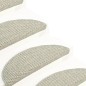 Tapetes escada adesivos aspeto sisal 15 pcs 65x21x4 cm cinzento