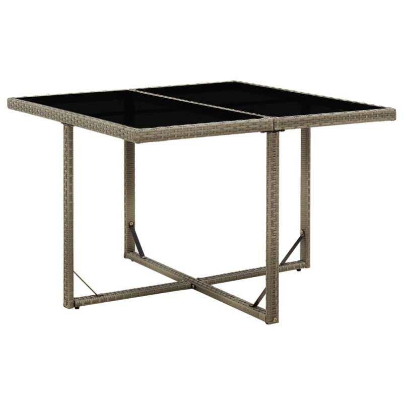 Mesa de jardim 109x107x74 cm vime PE e vidro cinzento-Mesas de jardim-Home Retail