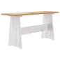 Mesa de jantar com banco REINE pinho maciço castanho mel/branco