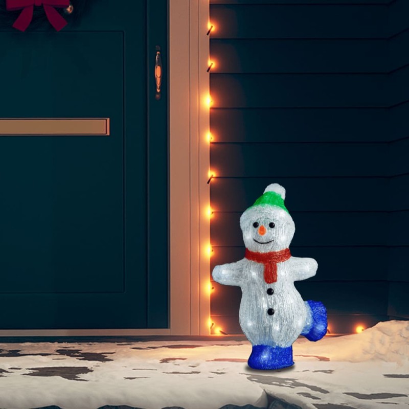 Boneco de neve acrílico c/ luzes LED interior e exterior 30 cm-Luzes de Natal-Home Retail