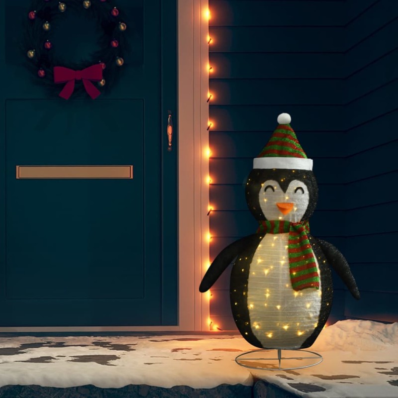 Pinguim de Natal decorativo com luzes LED tecido de luxo 120 cm-Luzes de Natal-Home Retail