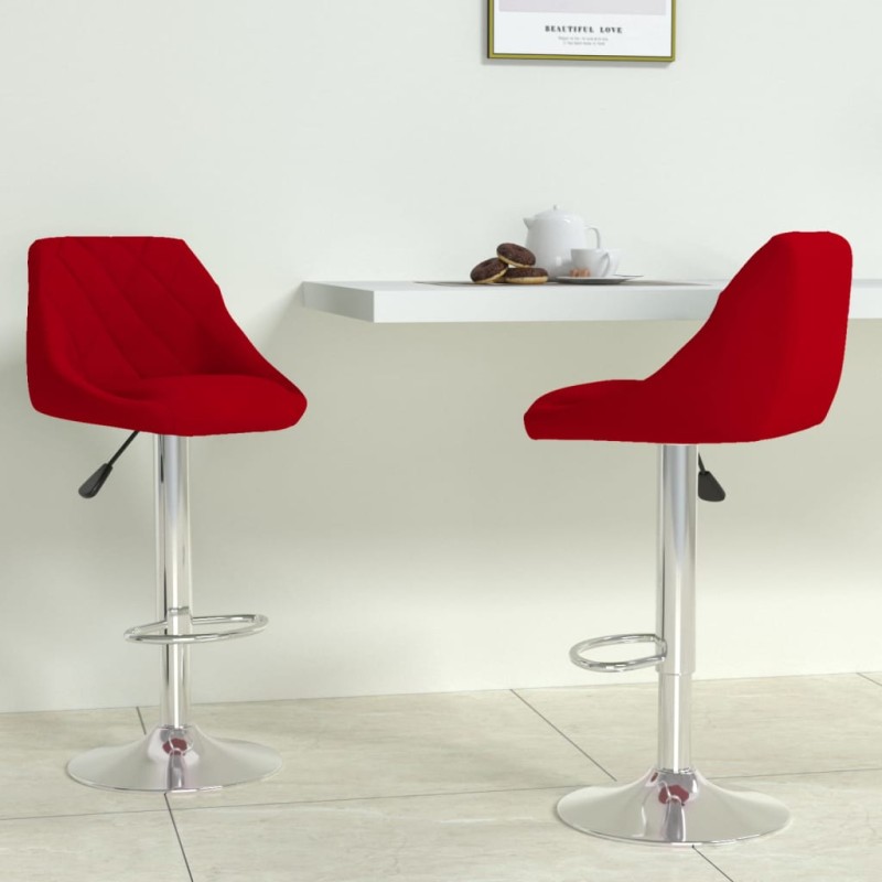 Bancos de bar 2 pcs veludo vermelho tinto-Bancos de bar-Home Retail