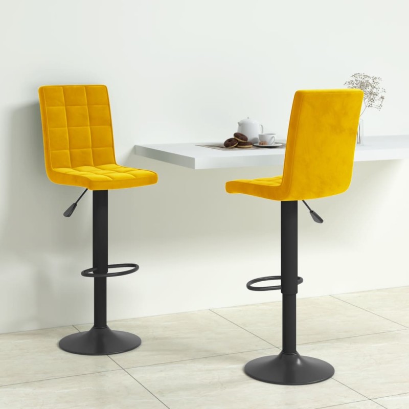 Bancos de bar 2 pcs veludo amarelo mostarda-Bancos de bar-Home Retail