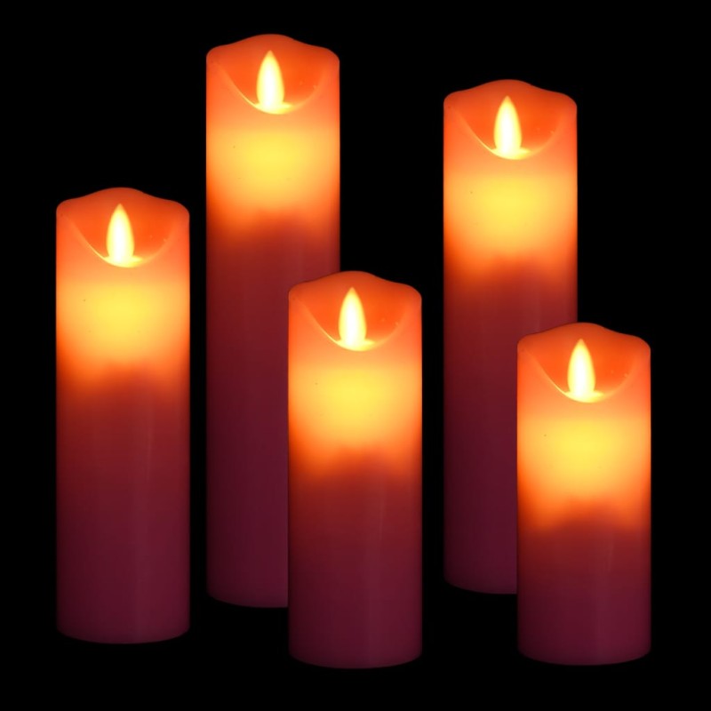 5 pcs conjunto de velas LED c/ controlo remoto branco quente-Velas elétricas-Home Retail