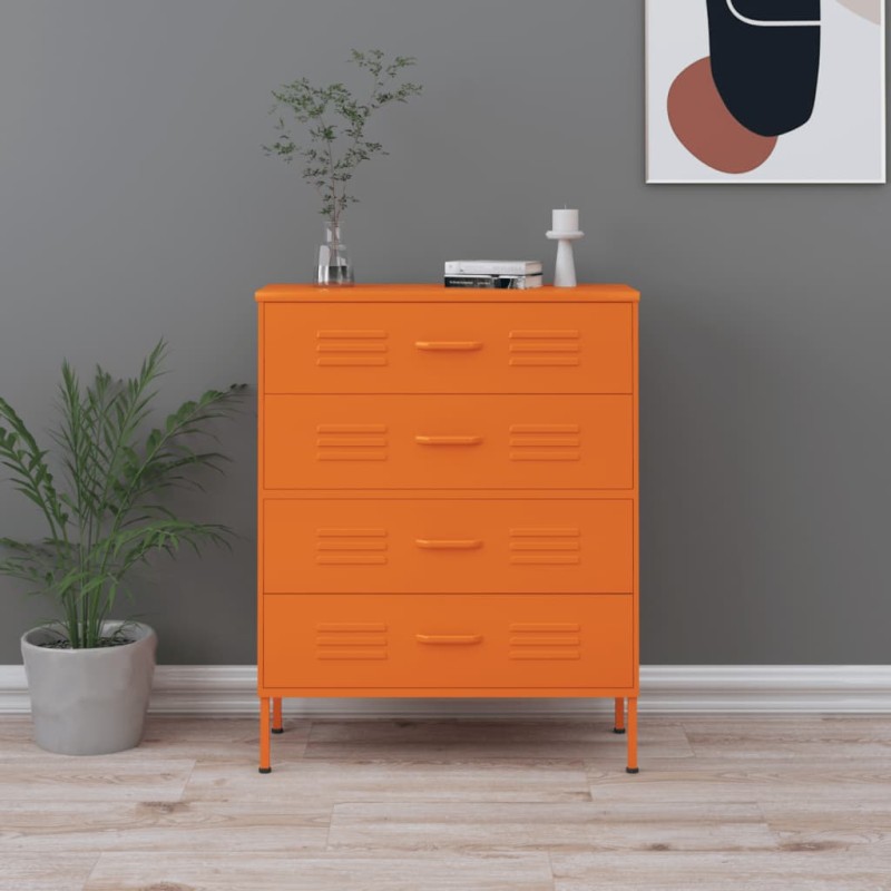 Cómoda/aparador com gavetas aço 80x35x101,5 cm laranja-Móvel de Gavetas-Home Retail