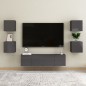 Móvel de TV de parede 4 pcs 30,5x30x30 cm cinzento brilhante