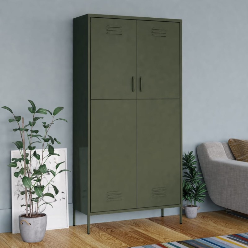 Roupeiro 90x50x180 cm aço verde-azeitona-Guarda-roupas-Home Retail