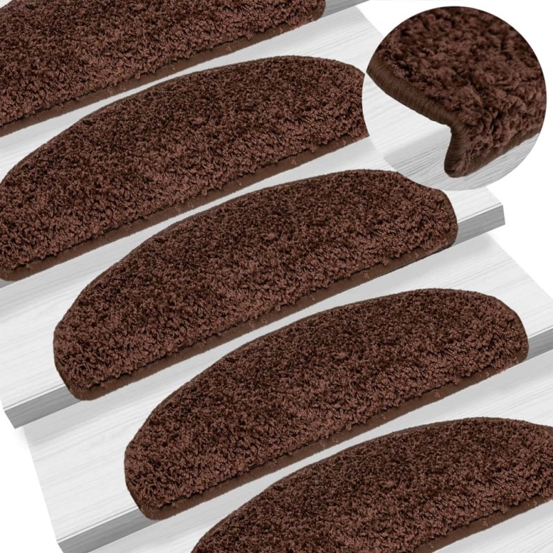 Tapetes de escada 15 pcs 65x21x4 cm castanho-Tapetes antiderrapantes para degraus-Home Retail