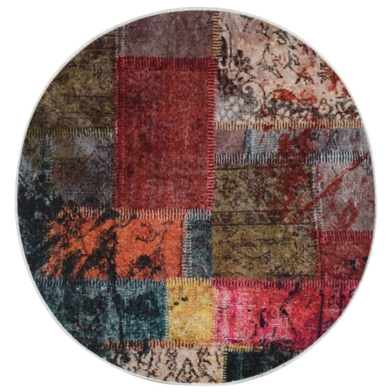 Tapete lavável antiderrapante φ120 cm patchwork multicor-Tapetes-Home Retail