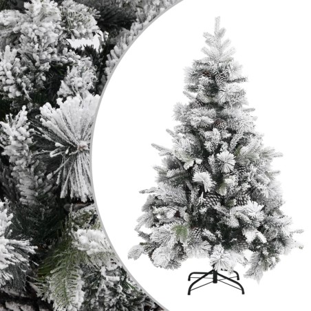 Árvore de Natal c/ flocos de neve e pinhas 150 cm PVC e PE