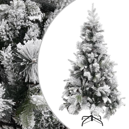 Árvore de Natal c/ flocos de neve e pinhas 225 cm PVC e PE