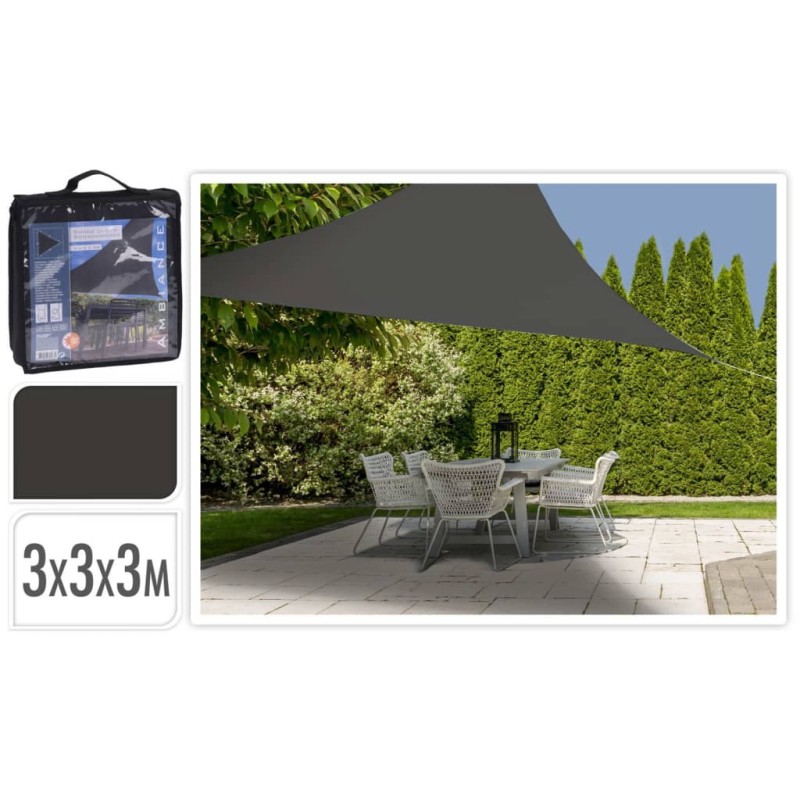 ProGarden Para-sol 3x3x3 m triangular cinzento-escuro-Guarda-sóis e telas de varanda-Home Retail