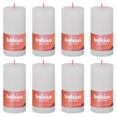 Bolsius Velas rústicas cilíndricas Shine 8pcs 100x50 mm branco nublado