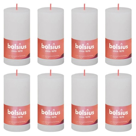 Bolsius Velas rústicas cilíndricas Shine 8pcs 100x50 mm branco nublado